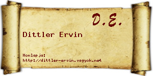 Dittler Ervin névjegykártya